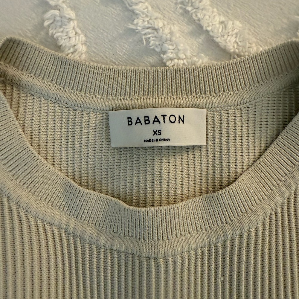 Babaton Beige Ribbed Top